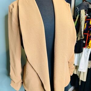 Lock & Love Khaki 3/4 Ruched Sleeve Blazer/Cardigan XXL